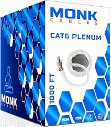 MONK CABLES | CAT6 Plenum Cable 1000ft | UTP, 23AWG, 550MHz | DSX-8000 Certified | Most Certified Cable of The Whole Market (White)
