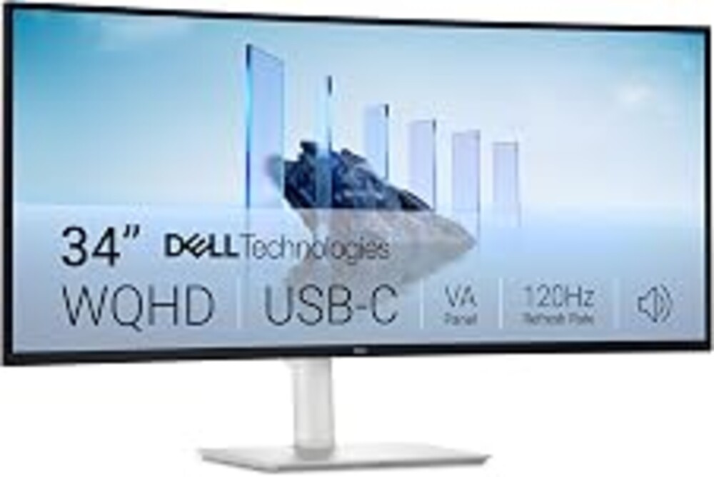 Dell 34 Monitor S3425DW, WQHD VA, 120Hz, FreeSync Premium, Eye Comfort | HDR10, Anti-Glare, 300 cd/m2 Brightness, 3,000:1 Contrast, 95% DCI-P3, 2x10W Speakers, USB-C 65W Power Delivery