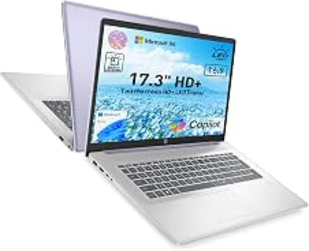 HP 17.3" Touchscreen Laptop w/Microsoft 365, 8GB RAM, 512GB SSD+128GB UFS, Webcam w/Shutter, Fingerprint Reader, Backlit Keyboard, Microsoft Copilot Key, Intel Quad-Core CPU, Win11, Lavender