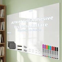 Dry Erase Whiteboard Paper, Large White Board Stickers for Wall, 8x4ft Dry Erase Paper Roll with Adhesive Backing, Perfect Replacement for White Board, No Ghost After 60 Days, 9 Much Better Markers