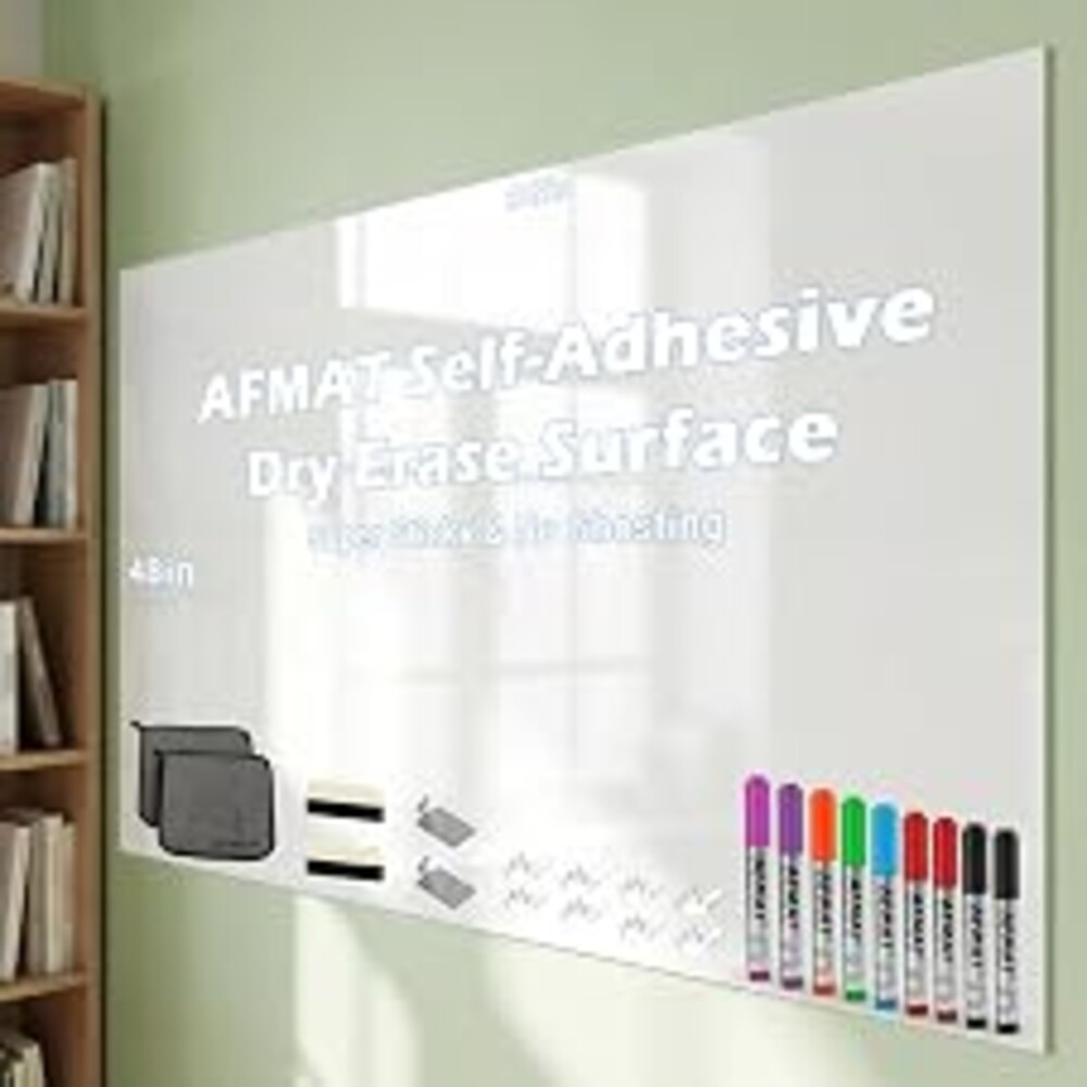 Dry Erase Whiteboard Paper, Large White Board Stickers for Wall, 8x4ft Dry Erase Paper Roll with Adhesive Backing, Perfect Replacement for White Board, No Ghost After 60 Days, 9 Much Better Markers