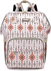 GAIVP Diaper Bag Backpack, Diaper Bags for Baby Girls Boys, Baby Bags for Moms Dads, Nappy Changing Bag with Insulated Pockets,Multi-functional Waterproof Backpack with Stroller straps-Tribal Orange