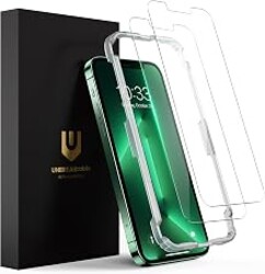 UNBREAKcable 2-Pack Screen Protector for iPhone 14 Plus/13 Pro Max | Tempered Glass,Military Grade Shatterproof, 9H+ Hardness, 99.99% HD Clear, Bubble-Free, Easy Installation Frame