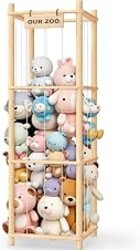 Woodure Stuffed Animal Storage & Organizer, Wooden Cute Zoo Toy Holder for Toddler Rooms, Playrooms & Bedrooms