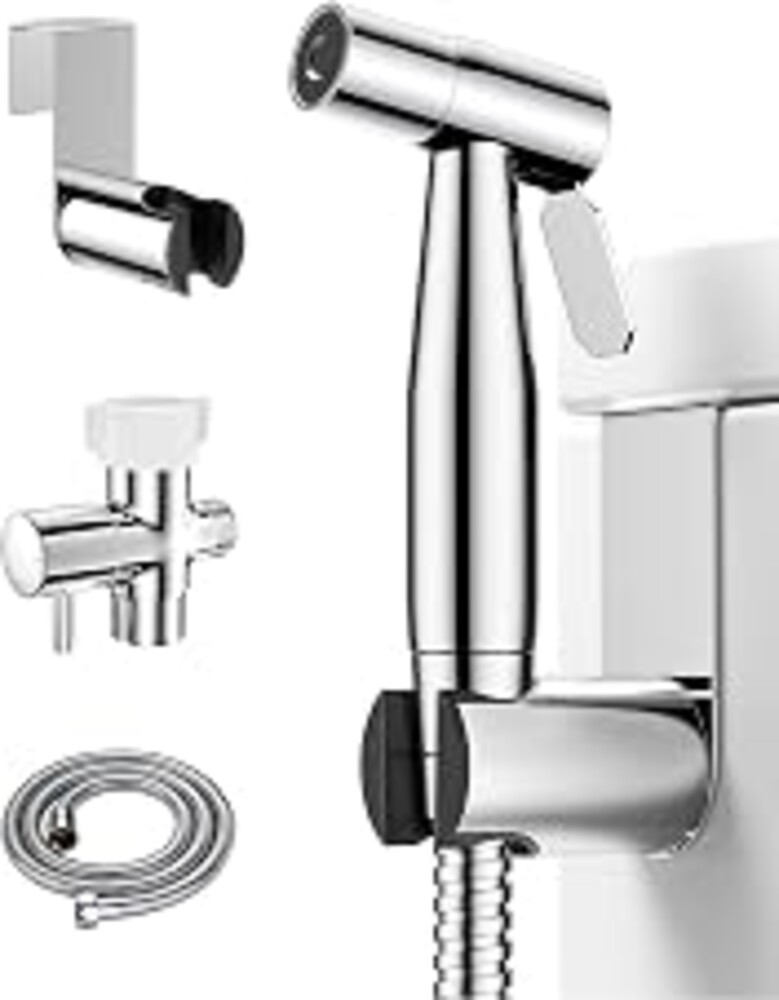 BRITULIF Bidet Sprayer for Toilet, Adjustable Pressure, Polished Chrome | Leak-Free Hose, Tank or Wall Mount, Feminine Wash, Cloth Diaper Rinse, Stainless Steel Body, Nozzle, Soft Silicone Nozzle