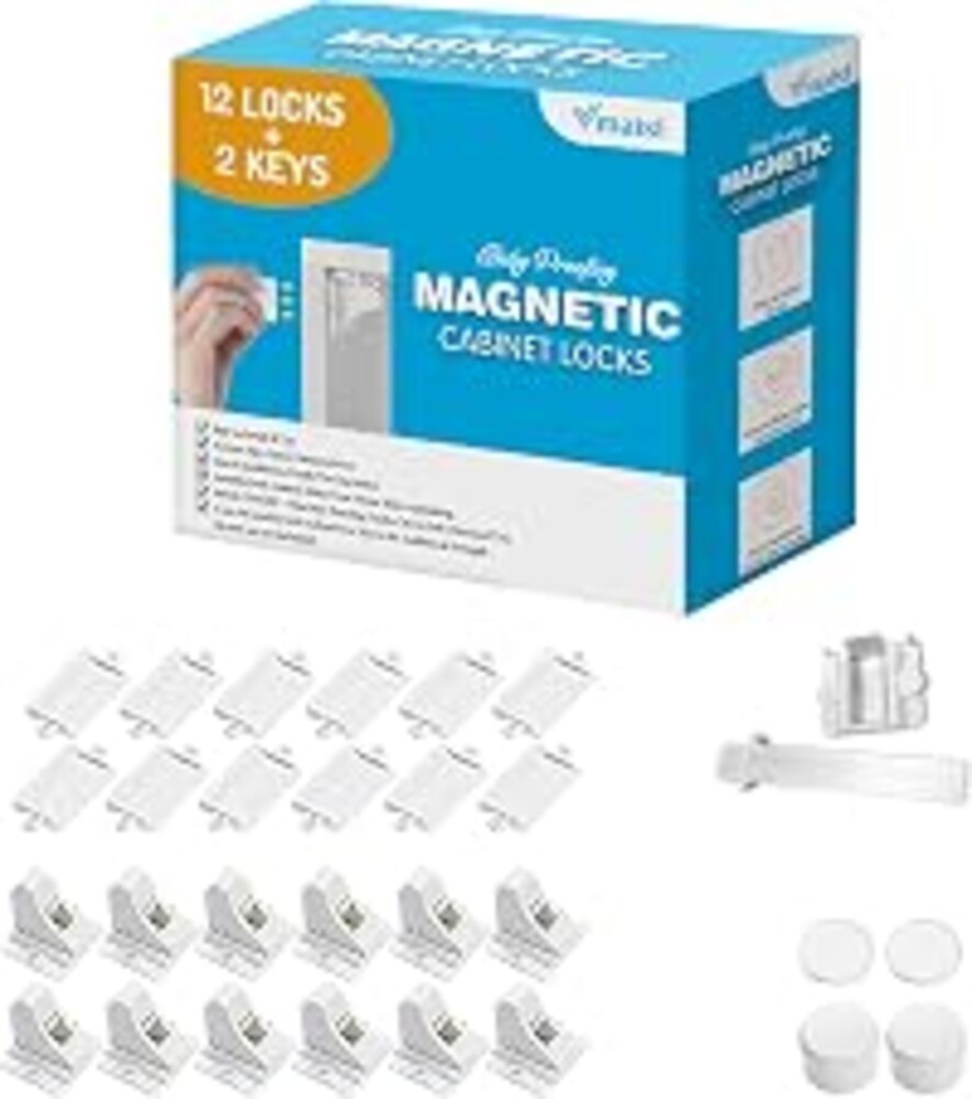 Vmaisi Adhesive Magnetic Cabinet Locks (12 Locks and 2 Keys) | Keeps dangerous things away from kids