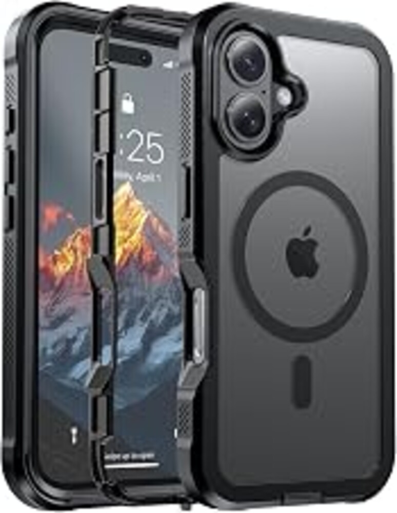 jaroco Magnetic for iPhone 16 Case Heavy Duty Protection Black | Compatible with MagSafe,Military Grade Drop Protection,Translucent Matte,Non-Slip,Shockproof 2-Layer Durable Bumper Case