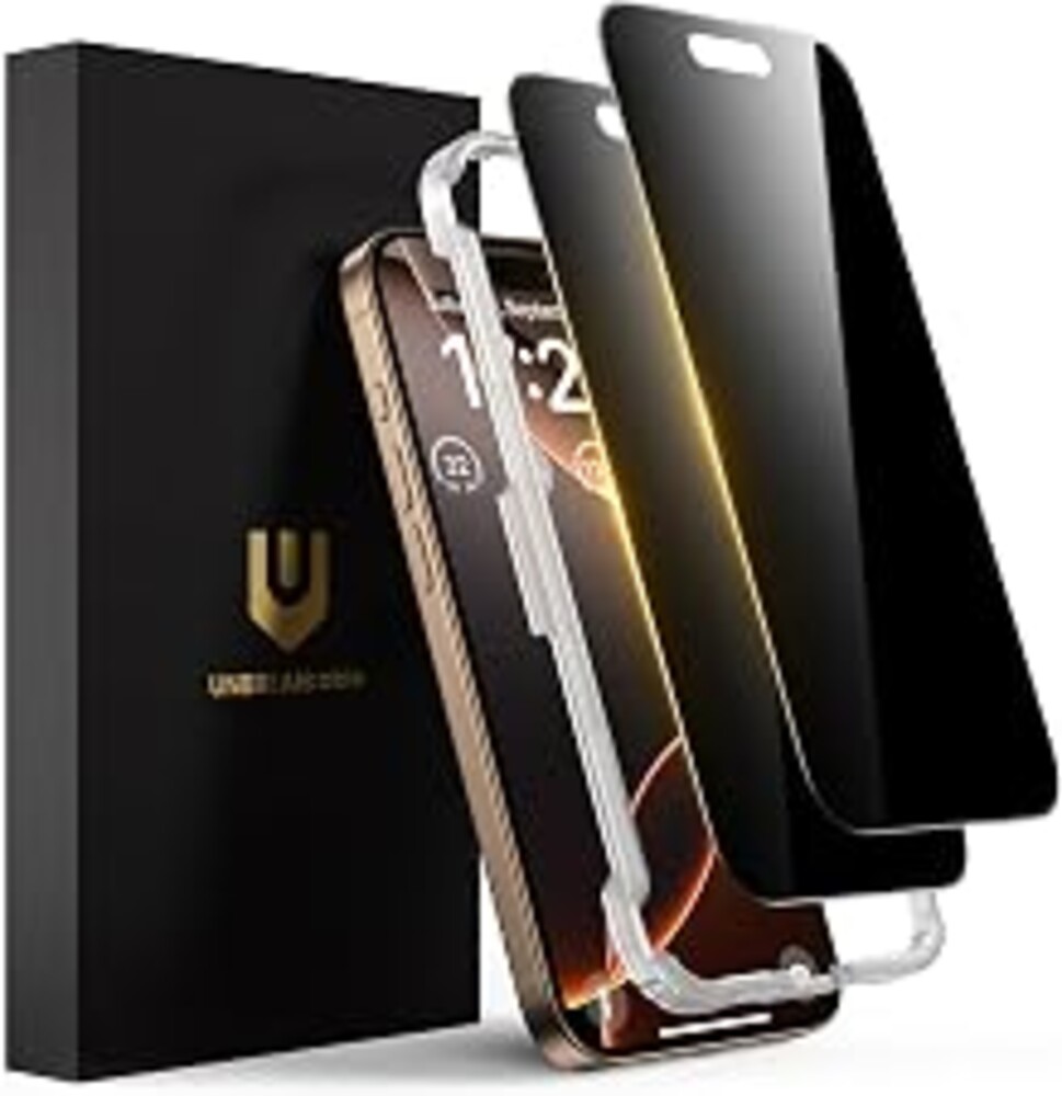 UNBREAKcable Privacy Screen Protector for iPhone 16 Pro, 2-Pack | True 28° Anti-Spy, Shatterproof Tempered Glass, 9H Hardness, Easy Install, Bubble-Free, Anti-Scratch, Case Friendly