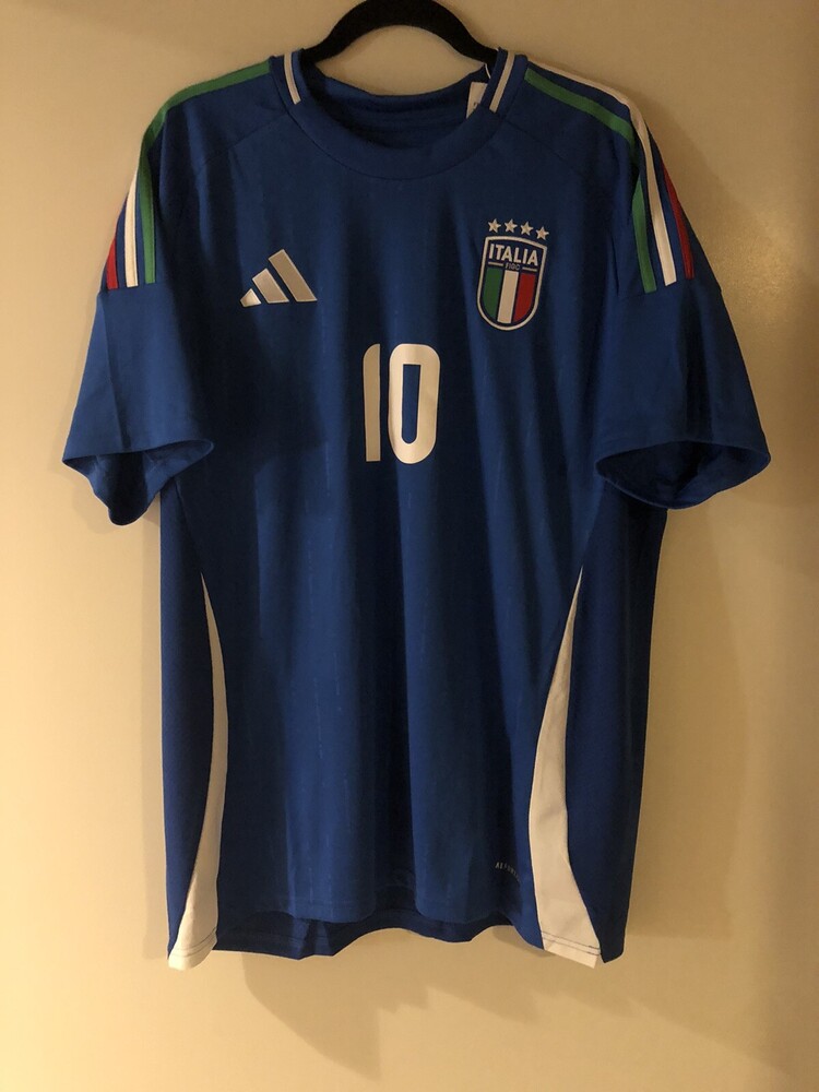 Italy Italia Adidas Home Soccer Jersey Shirt 2024 #10 Lorenzo Pellegrini XL Roma