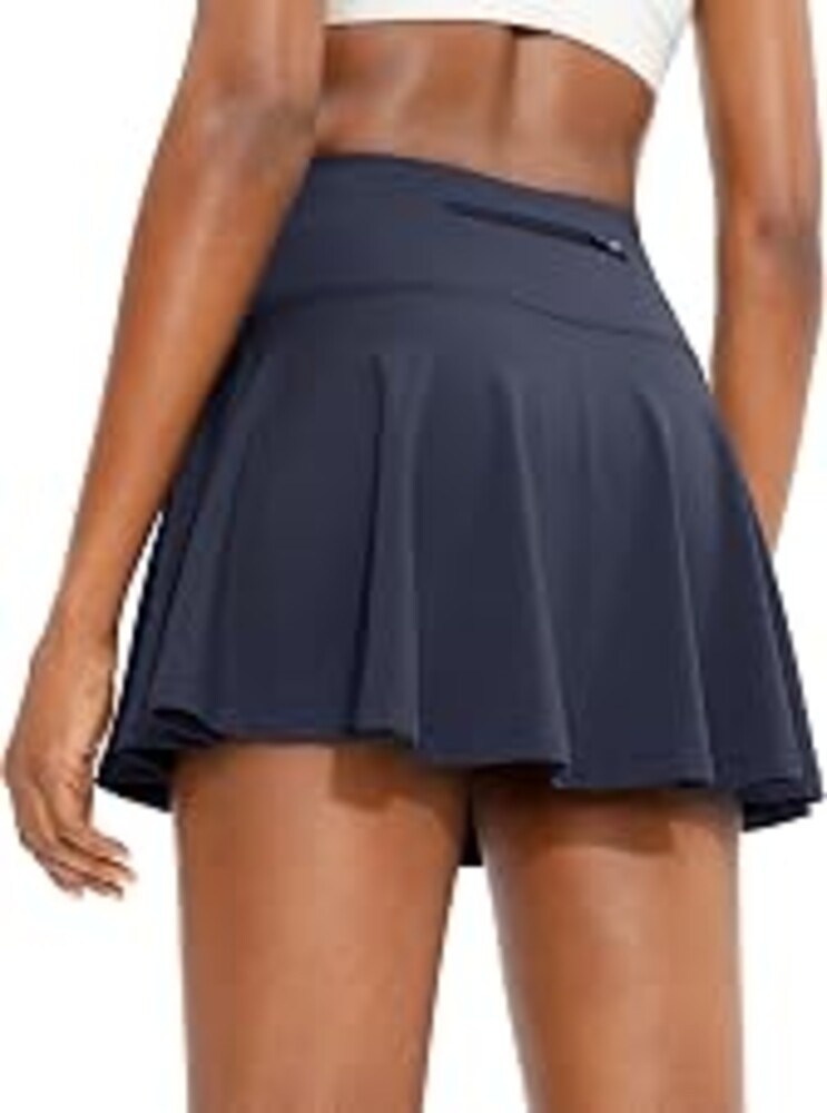 SANTINY Pleated Tennis Skirt with 4 Pockets | 14", 3.5" High Waisted, Soft, Lightweight, Mesh Built-in Shorts, Dressy, Casual, Athletic, Golf, Skort for Women