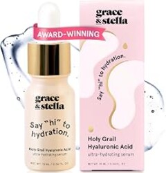 grace & stella Award Winning Hyaluronic Acid Serum (10ml/0.34 fl oz) | Hydrating Hyaluronic Acid Serum for Face - Acido Hialuronico for Women - Remove Fine Lines, Wrinkles, Anti Aging - Vegan