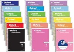 Oxford Spiral Notebooks, 18 Count Bulk Pack, 1 Subject, College Ruled Notebooks for School, 8 x 10.5 Inches, 70 Sheets, Assorted Colors, Back to School Supplies (65206)