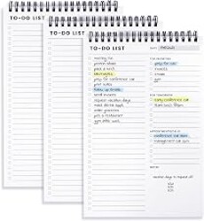 To Do List Notepad 3 Pack with Multiple Functional Sections, Daily Planner | 6.5 x 9.8" 60 Sheets - Spiral Daily Planner Notebook, Task Checklist Organizer Agenda Pad for Work, Note & Todo Organization