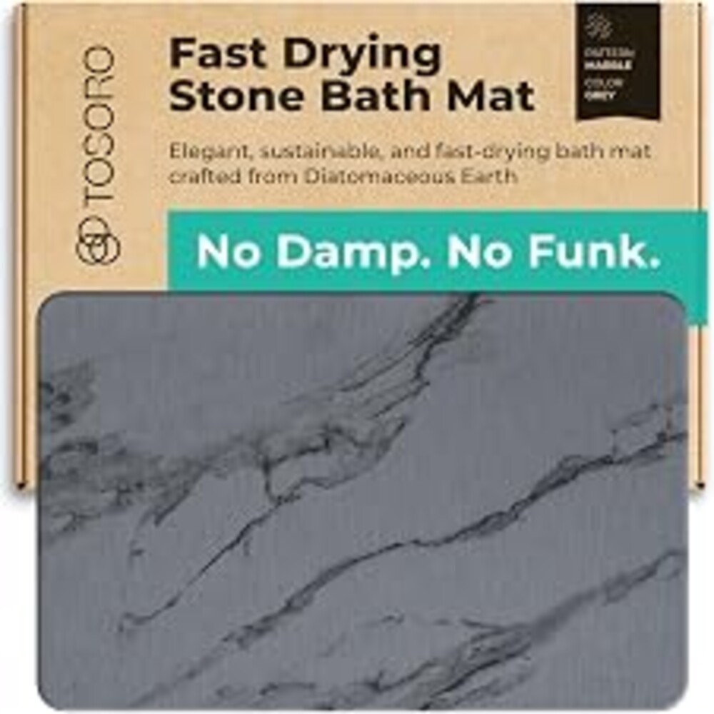 TOSORO - Stone Bath Mat Diatomaceous Earth Shower Mat Non-Slip Super Absorbent Diatomite Stone Bath Mats for Bathroom Floor Quick Drying Natural Easy to Clean (23.5 x 15) - Graphite