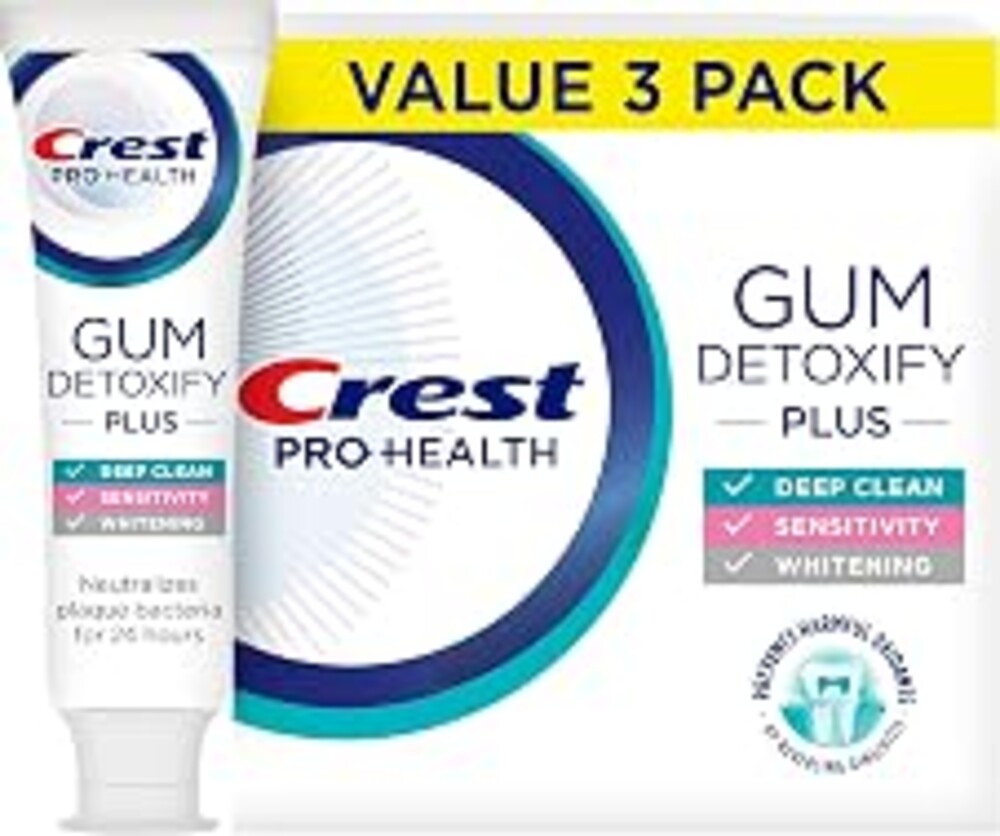 Crest Pro-Health Gum Detoxify Plus Toothpaste 4.5 oz Pack of 3 - Antibacterial Fluoride Toothpaste, Sensitivity Protection, Whitens Teeth, Anticavity, Plaque Control
