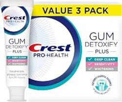 Crest Pro-Health Gum Detoxify Plus Toothpaste 4.5 oz Pack of 3 - Antibacterial Fluoride Toothpaste, Sensitivity Protection, Whitens Teeth, Anticavity, Plaque Control