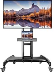 Perlegear Rolling TV Stand for 32-84 Inch TV, Mobile TV Cart up to 100lbs, Adjustable Height Outdoor TV Cart with Heavy-Duty Base, VESA 600x400mm, Portable TV Stand on Wheels for Livingroom PGTVMC05-1