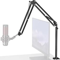 InnoGear Mic Stand Desk Overhead Desktop Microphone Boom Arm for Blue Yeti | Overhead Positioning, 3.3 lbs Weight Capacity, Foldable, Extendable, Rotatable, Easy to Install, Work with Blue Yeti