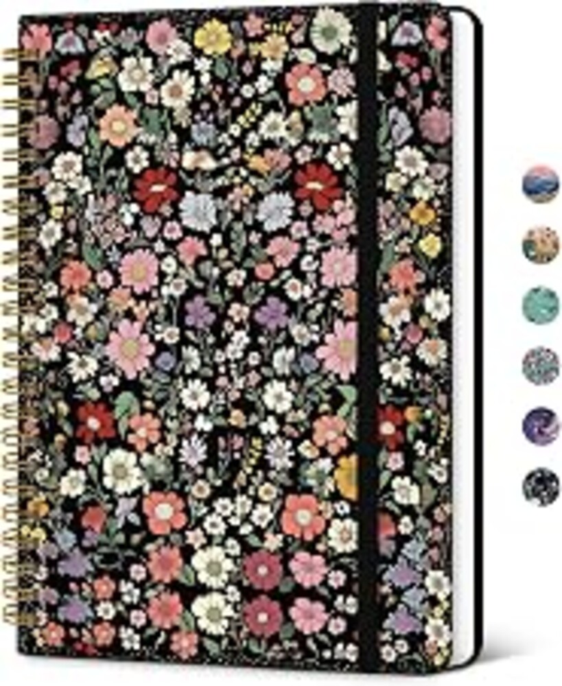 Taja Hardcover Journal for Women, Pretty Spiral Lined Notebook for Work, A5 | 5.8" x 8.3", 140 Pages, for Work, School & Note Taking, Aesthetic College Ruled Journal for Writing, Starlit Garden