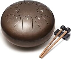 Steel Tongue Drum 6 Inch 8 Notes Musical Instrument, Rain Drum Style Gift | Adults & Beginners Percussion for Music Education, Calming, Relaxation, Meditation (Bronze)