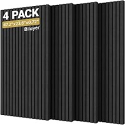 TONOR Dual-Layer Thickened Acoustic Wall Panels-4 Pack 47.2"x23.6"x0.72" | Self Adhesive High Density Sound Proof Panels for Walls, Peel and Stick Wall Panels for Interior Wall Decor, Black