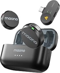 MAONO Wave T5 Wireless Lavalier Microphone for iPhone15/16/17 Android Phone | Magnetic Lapel Mini Mic with 48KHz 24Bit Audio, AI Noise Cancelling,Mute,1000ft for Podcast Video Record Vlog Content Creator