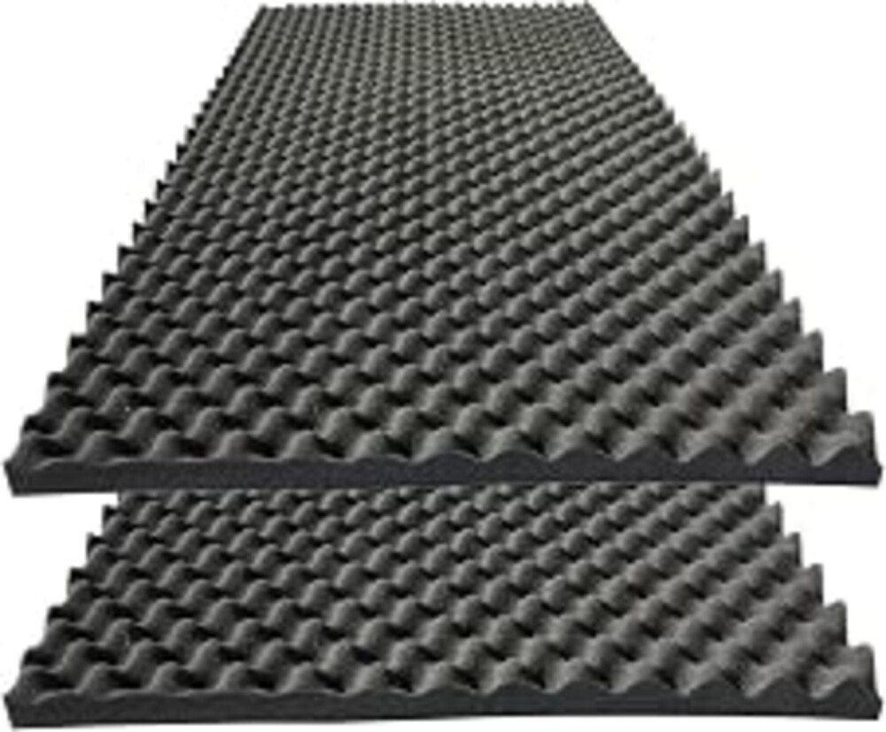 KTOESHEO 2 PCS Acoustic Panels,48''X24''X2'' Egg Crate Foam Soundproof Foam Wall Panels,High Density Fireproof Noise Cancelling Foam Studio Foam Panel,Noise (Black)
