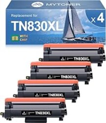 TN830XL TN830 XL/V/R Toner Compatible for Brother Printer L2640DW L2460DW | TN-830XL Black High Yield for DCP-L2640DW HL-L2460DW L2480DW MFC-L2820DW XL HL-L2405W L2400D 2465DW 4-Pack Office printing