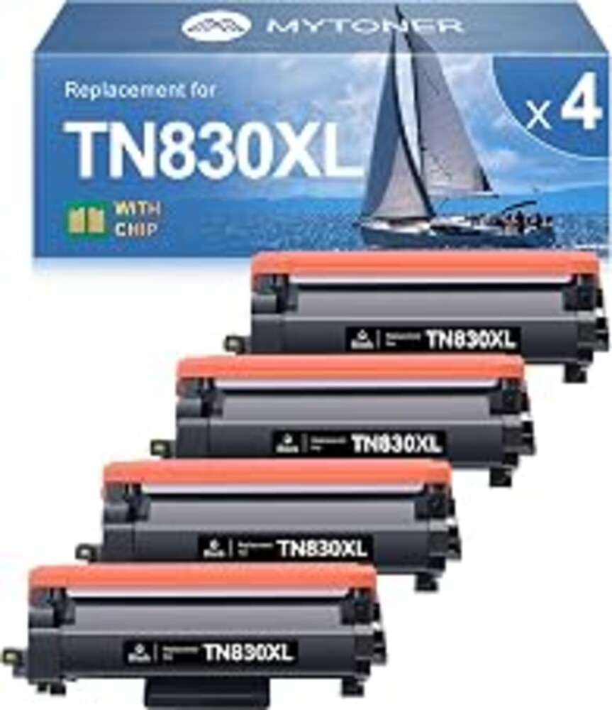TN830XL TN830 XL/V/R Toner Compatible for Brother Printer L2640DW L2460DW | TN-830XL Black High Yield for DCP-L2640DW HL-L2460DW L2480DW MFC-L2820DW XL HL-L2405W L2400D 2465DW 4-Pack Office printing