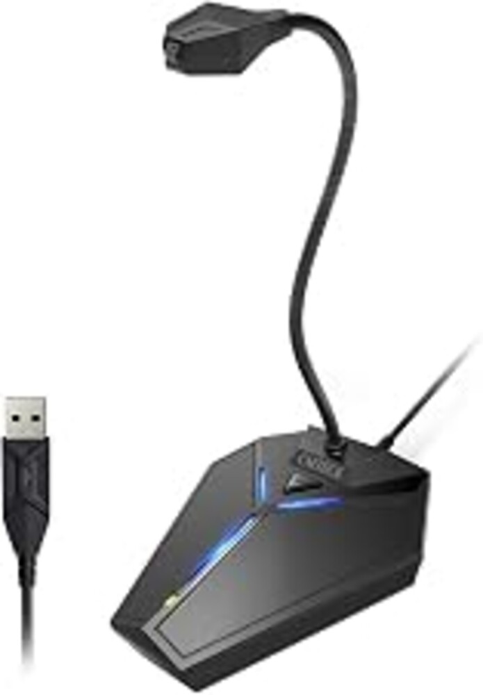 CMTECK USB Computer Microphone, Plug & Play Omnidirectional Desktop Mic for PC & Laptop, 360 Degree Adjustable Gooseneck, Mute Button with LED Indicator, Noise-Cancelling, Compatible with Windows/Mac