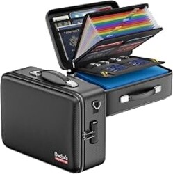 DocSafe Fireproof Document Box Hard Case with Lock ＆ Accordion File Folder | Fire and Water Resistant Safe Box,File Organizer,Multi-Pocket,Home Office Travel Storage for Important Document,Laptop,Black
