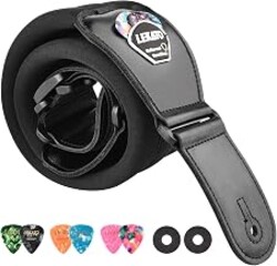LEKATO Bass Guitar Straps for Electric Guitar & Bass 3" Wide Padded Straps Adjustable Length from 45" to 55" Bass Guitar Strap with Pick Holder 2 Safety Strap Locks & 6 Picks