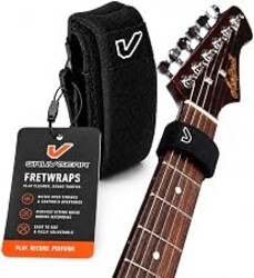 Gruv Gear Fret Wrap & Guitar Mute, Fretwrap for Acoustic, Electric & Bass | String Dampener Recording, Tapping & Practice Accessory (1 Pack, Small Black, Fits 4 String Bass, 6 String Guitar)