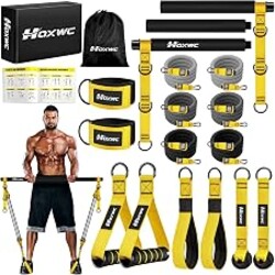 HOXWC Heavy Pilates Equipment, Portable Pilates Bar Kit with Resistance Bands, Professional Adjustable Squat Workout Equipment for Men, Home Gym Muscle Strength Training, Full Body Exercise