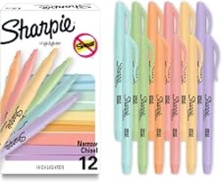 Sharpie Pocket Highlighters, Mild Pastel Colors, Assorted, Chisel Tip, 12 Count - School, Home, and Office Use, Teacher Supplies