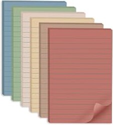 (6 Pack) Lined Sticky Notes 4x6 in,Vintage Large Notepads with Lines | Ruled Stickies Super Sticking Power,Office School Memo Note Pads,Post on Windows Doors,Recyclable,Easy to Write on