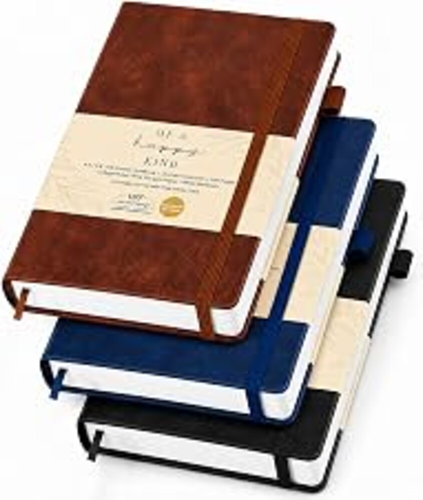 3 Pack A5 Lined Leather Journals for Writing - 300 Pages Each Notebook | Thick hardcover journals for writing. Journal for men & women. Premium leather bound notebook for work & daily journaling.