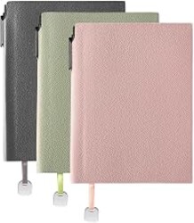 Wisefine Lined Journal Notebook for Women A5 Soft Cover Journals for Writing 160 Pages Daily Journaling College Ruled Notebooks for Work Note Taking 6.38'' X 8.28'' (3pack-Pink/Grayish Green/Dark Grey)