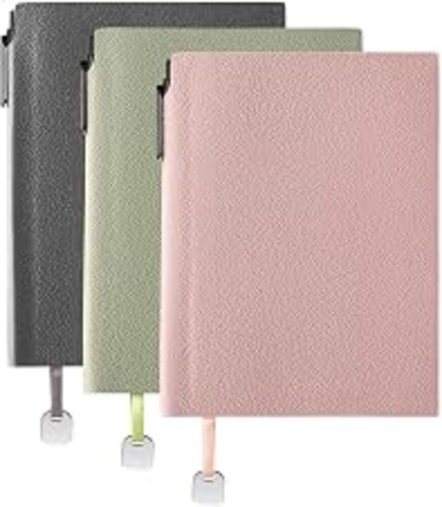 Wisefine Lined Journal Notebook for Women A5 Soft Cover Journals for Writing 160 Pages Daily Journaling College Ruled Notebooks for Work Note Taking 6.38'' X 8.28'' (3pack-Pink/Grayish Green/Dark Grey)