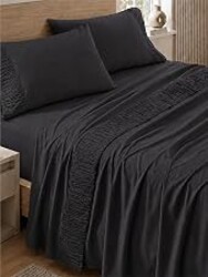 Bedsure Queen Sheet Set - 4 Pieces Soft, Breathable, Cooling Bed Sheets | Hotel Luxury Bedding, Oeko-Tex , Easy Care, Deep Pocket, Fade Resistant, Shrink Resistant, Sturdiness, Emboss Design