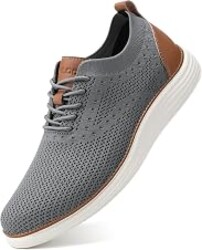 VILOCY Men's Casual Dress Sneakers Tennis Walking Shoes | Lace-Up Breathable Lightweight Comfortable Office Knit Mesh Oxfords Work&Weekend Shoes