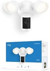 Ring Floodlight Cam, Wired (newest model), Home or business security, Wide-Angle Retinal 2K Video, 6x Enhanced Zoom, Ultra-Bright Floodlights, White