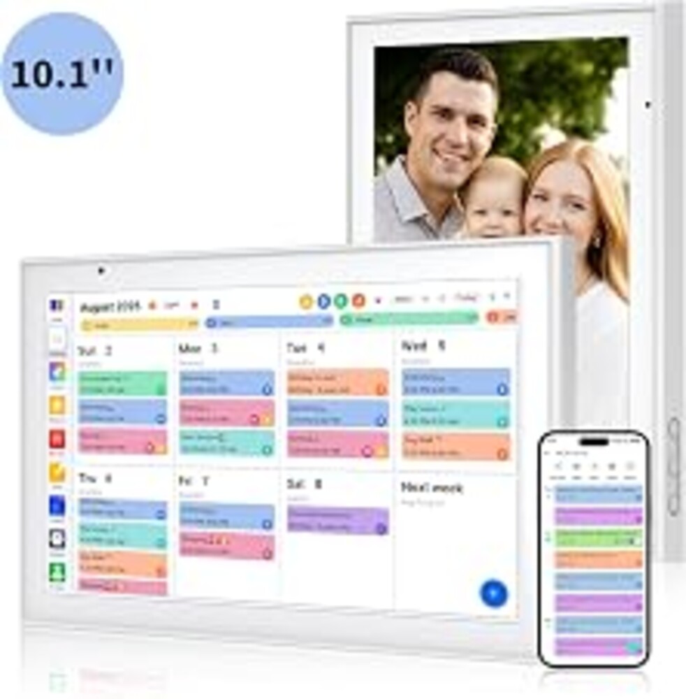 Smart Digital Calendar 10.1 Inch, Electronic Family Calendar Planner with Touchscreen, Shared Chore Chart, Meal Planner, To Do List & Schedule Board, WiFi Digital Family Command Center, Photo Frame