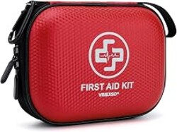 Mini First Aid Kit - 150 Piece Small Waterproof Hard Shell Medical Kit | Compact First Aid Kit with Comprehensive Supplies for Home, Car, Travel, Camping, Truck, Hiking, Sports, Office, Outdoor(Red)