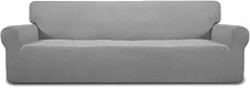 Easy-Going Stretch 4 Seater Oversized Sofa Couch Cover Light Gray | 1-Piece Extra X-large Sofa Cover Furniture Protector Couch Soft with Bottom for Kids, Spandex Jacquard
