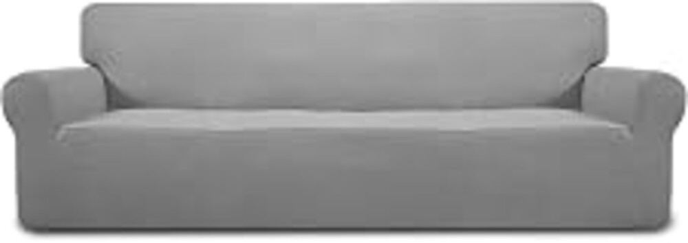 Easy-Going Stretch 4 Seater Oversized Sofa Couch Cover Light Gray | 1-Piece Extra X-large Sofa Cover Furniture Protector Couch Soft with Bottom for Kids, Spandex Jacquard