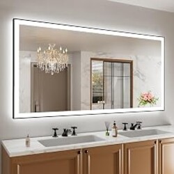 Amorho 72"x36" LED Bathroom Mirror, Frontlit&Backlit, Control Separately | Black Metal Frame, Stepless Dimmable, Anti-Fog, HD Reflection, Shatter-Proof, 3 Colors Lighting, Memory, UL Listed