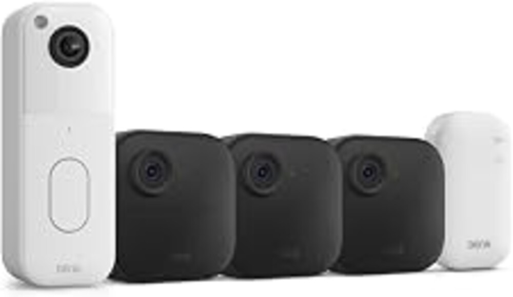 Blink Video Doorbell + Outdoor 4 – Wireless smart security cameras, head-to-toe HD view, two-year battery life. Sync Module Core included – 3 camera system + Video Doorbell