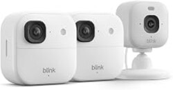 Blink Outdoor 2K+ and Mini 2K+ (newest model) — Wireless and plug-in 2K resolution smart security cameras, Sync Module Core included — 3 Cameras (White)