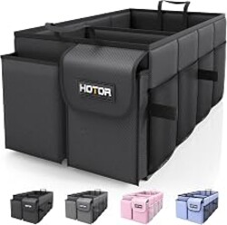 HOTOR Trunk Organizer - Foldable Car Organizer for SUVs & Sedans Storage | Sturdy Car Organization for Men & Women, Car Accessories, Tools, Sundries, Black, 2 Compartments, 21.3" x 12.6" x 10.6"